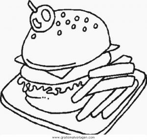 Malvorlage Lebensmittel Speisen hamburger 20