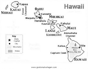 Malvorlage Landkarten hawaii