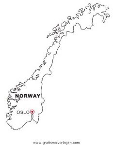 Malvorlage Landkarten Norwegen
